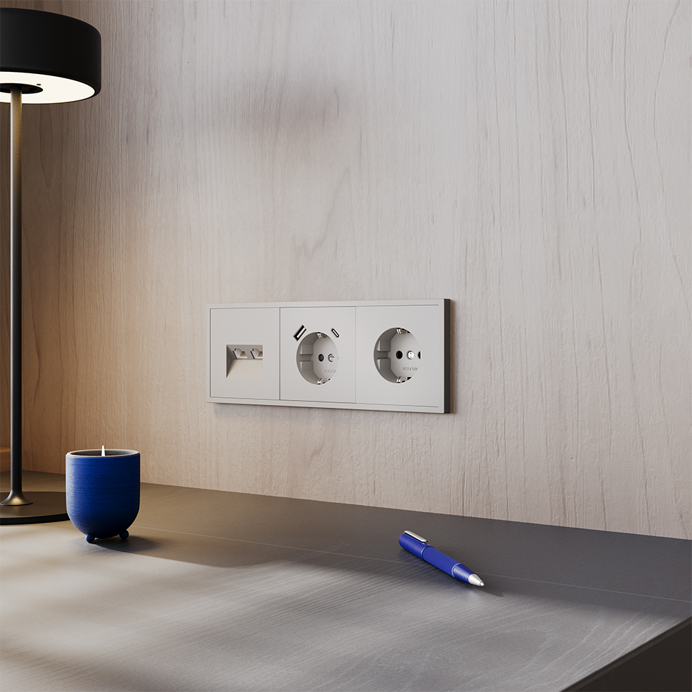 Розетка встраиваемая двойная Ethernet Voltum S70 RJ45+RJ45 Cat.6 Кашемир VLS060203 — изображение 5