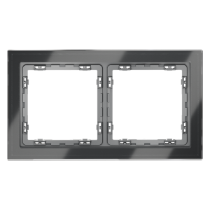 Рамка стеклянная Voltum S70 на 2 поста Графит глянцевый VLS110207