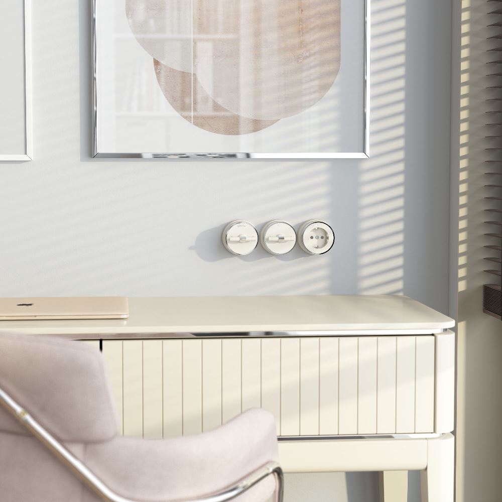 Переключатель-выключатель одноклавишный Werkel Vintage Слоновая кость матовый / Хром W5812055 — изображение 3